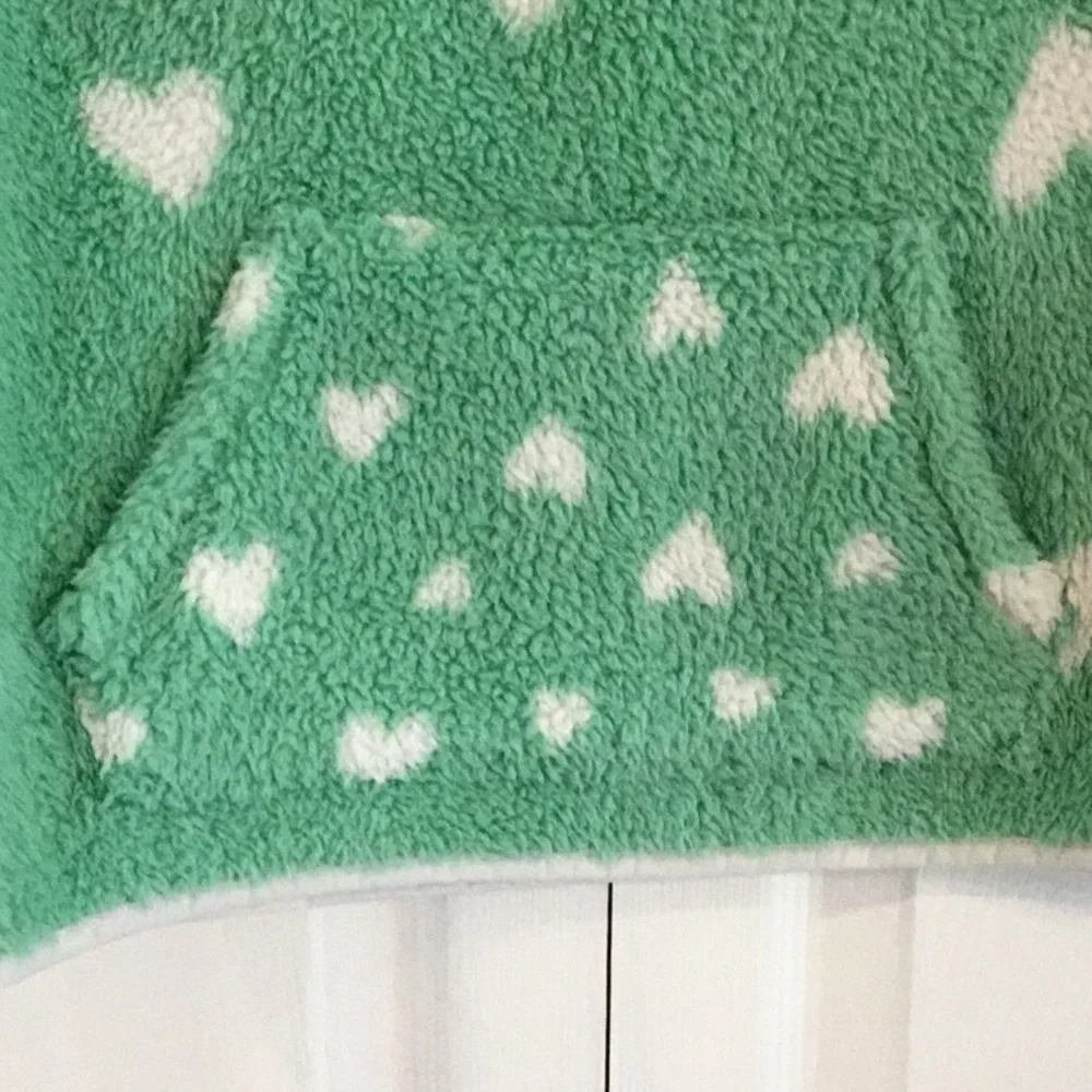 Cat & Jack Girls Mint Green Heart Fleece - Picture 3 of 7